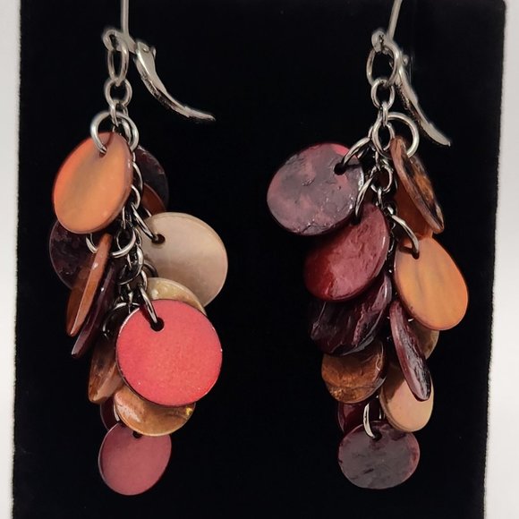 Joan Rivers Dangling Layer Round Shell Earrings #660 - Picture 5 of 16
